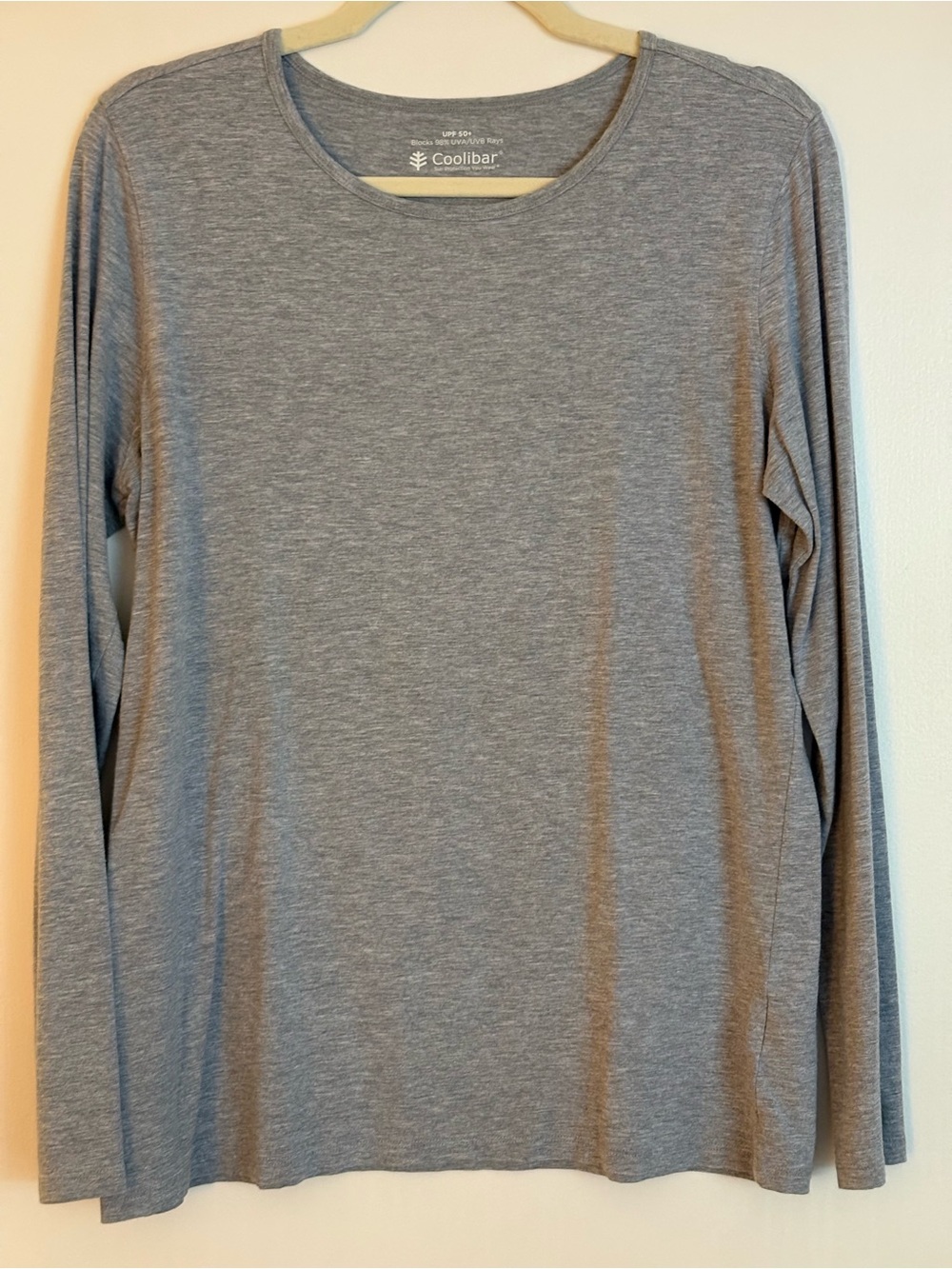 Coolibar Women’s UPF50+ Heather Gray Morada Long-Sleeve Crewneck Tee, Sz Medium